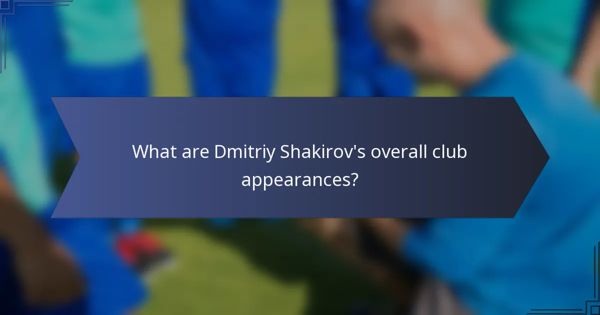 What are Dmitriy Shakirov's overall club appearances?