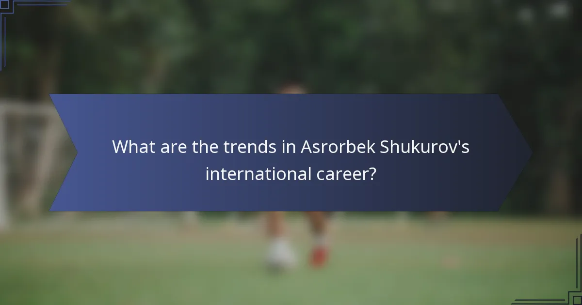 What are the trends in Asrorbek Shukurov's international career?