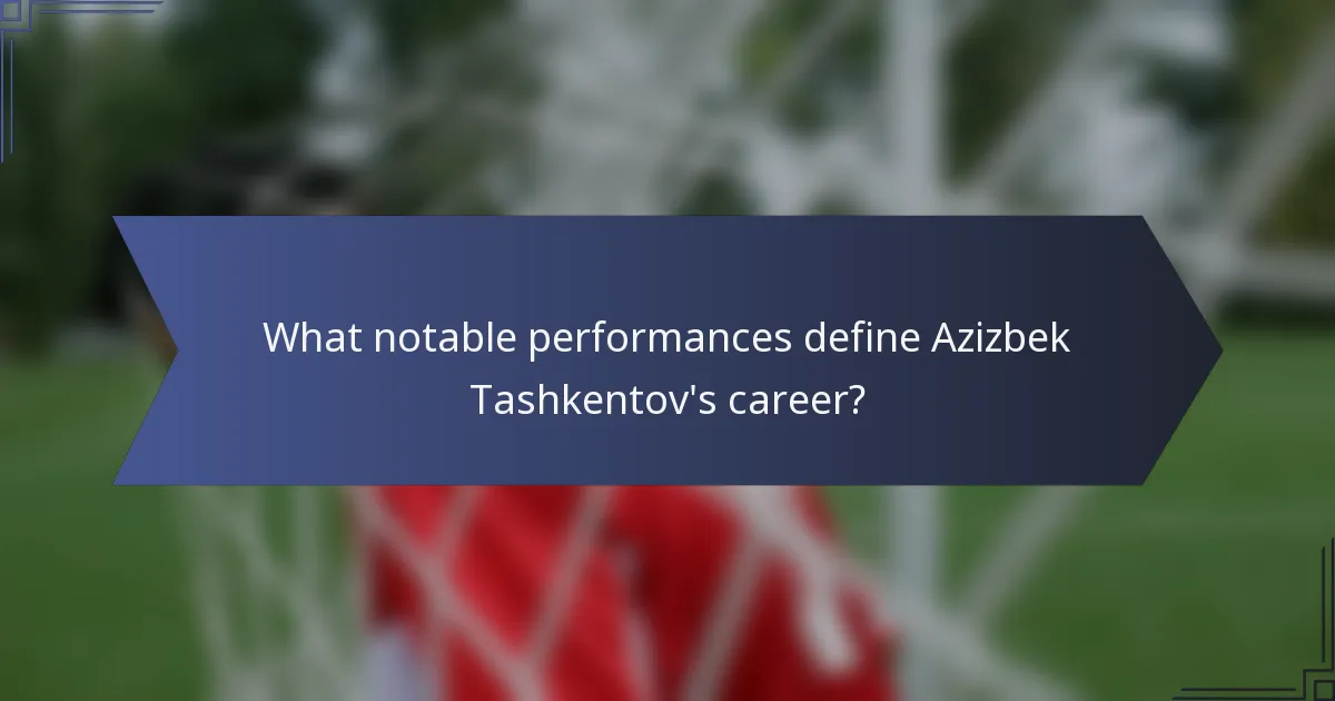 What notable performances define Azizbek Tashkentov's career?