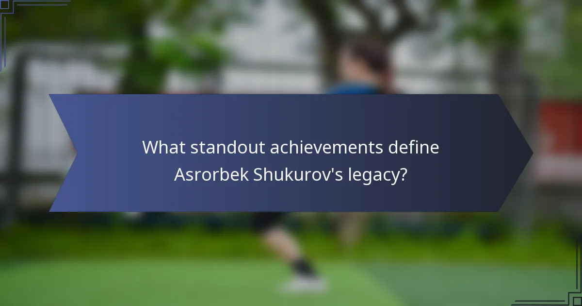 What standout achievements define Asrorbek Shukurov's legacy?